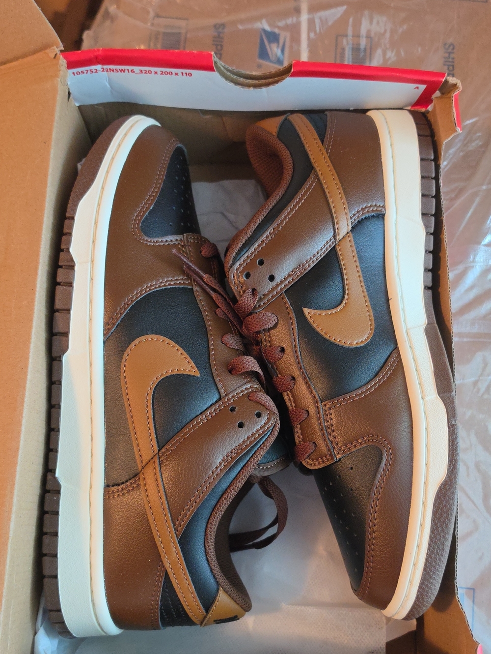Nike Dunk Low Retro Black British Tan Cacao Wow Mens 9 Womens 10.5
